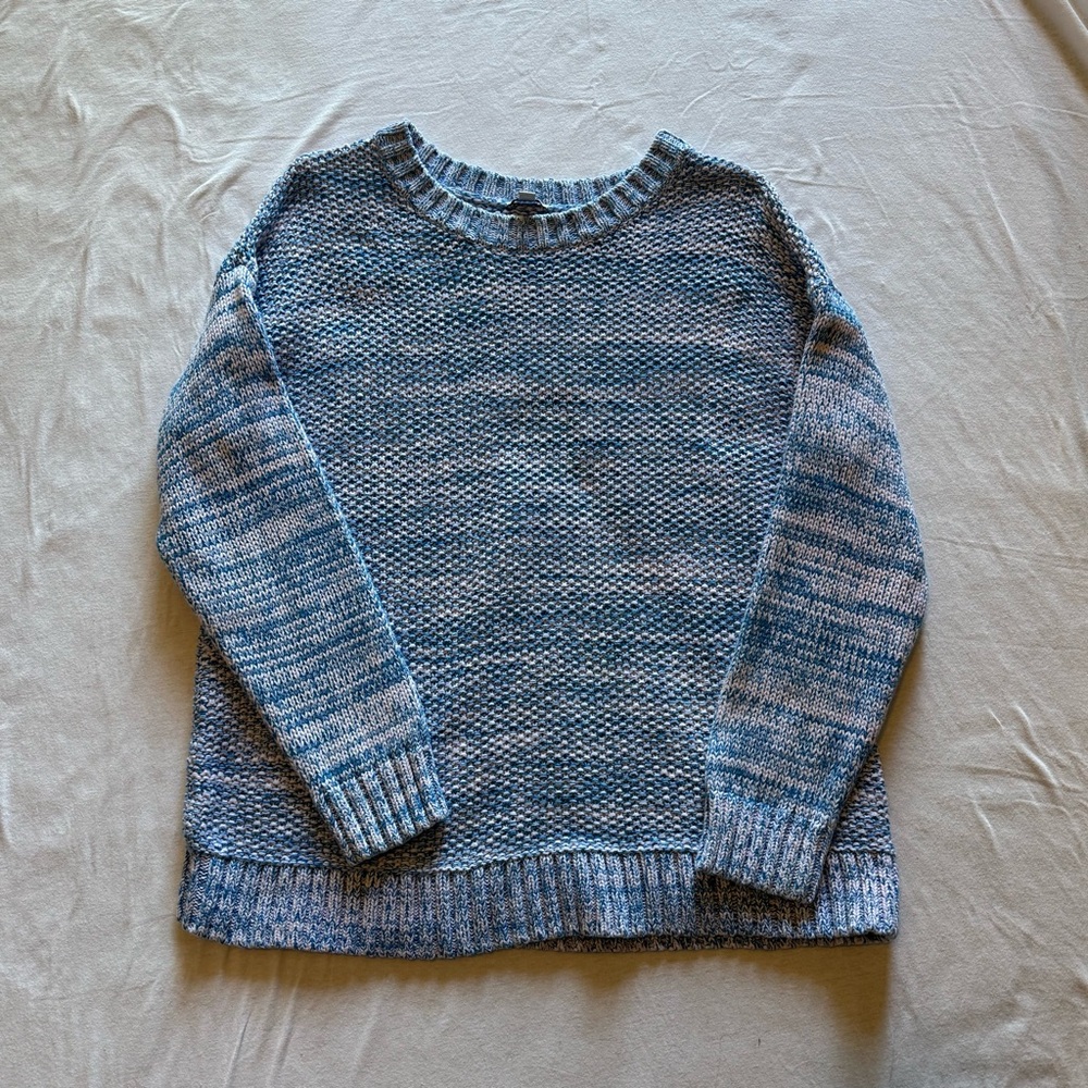 GAP Blue and White Women's Crew Neck Sweater - Size XL